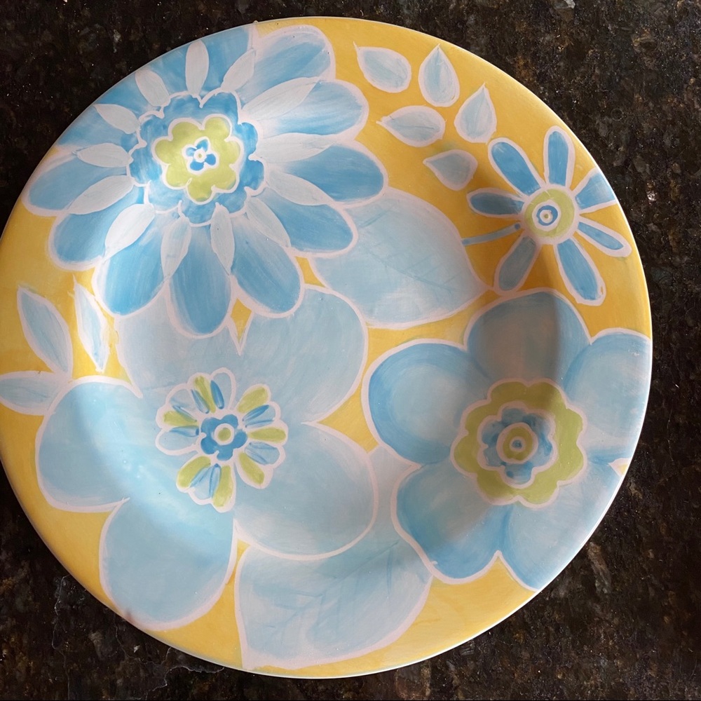 LAURIE GATES Vivian Dinner Plate Blue Yellow 10”